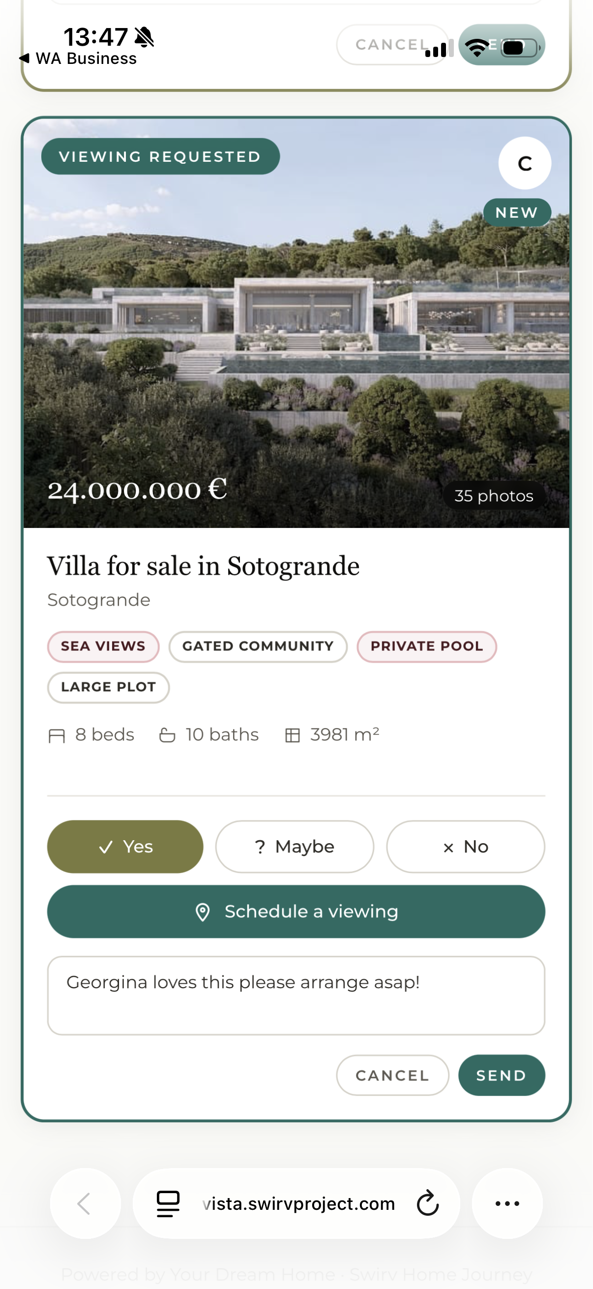 Property detail with viewing request